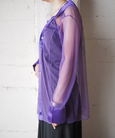 Satin × Sheer L/S Shirt PUR