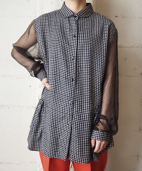 Seethrough Sleeve Pattern Blouse