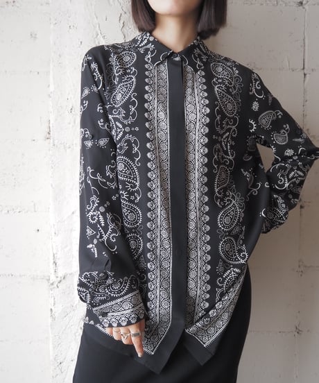 DKNY Paisley Pattern Silk Shirt BKWH