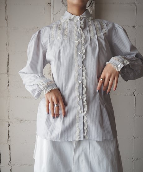 Ralph Lauren Stripe × Lace Blouse LPUR BL