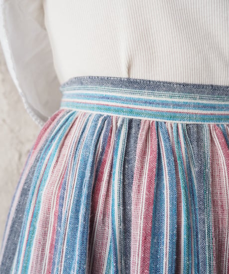 Stripe Tiered Skirt BL PI