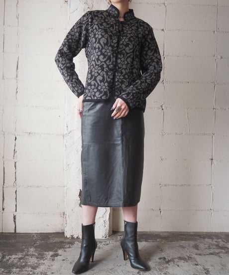Botanical Pattern China Cardigan BKGR