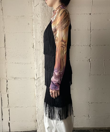 Gold Belt Fringe Dress BK