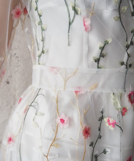Flower Embroidery Tulle Dress WH