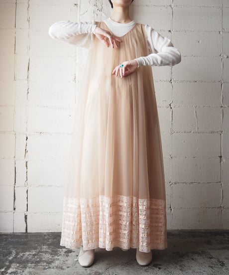 1960〜70's Lace Hem Sheer Volume Dress PI