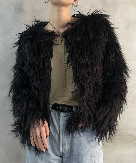 Fake Fur Short Jacket BK