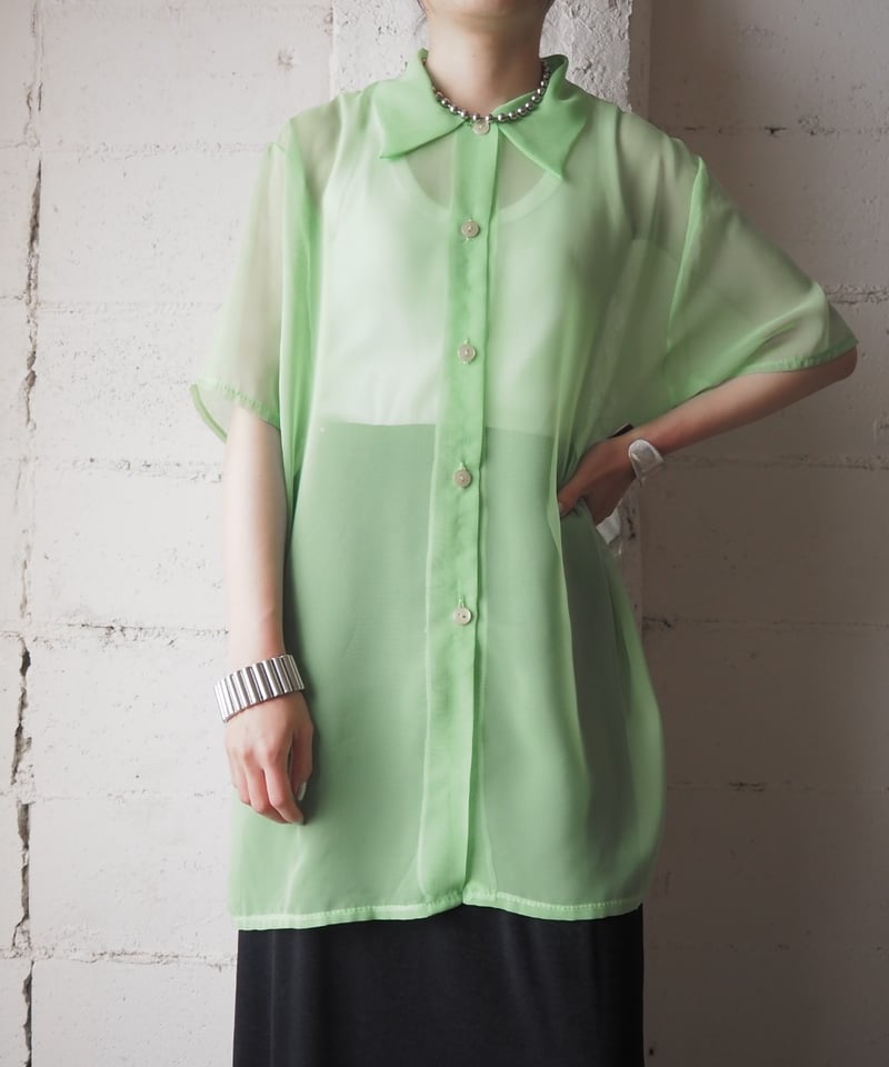 Short Sleeve Sheer Shirt YGN | Orfeo
