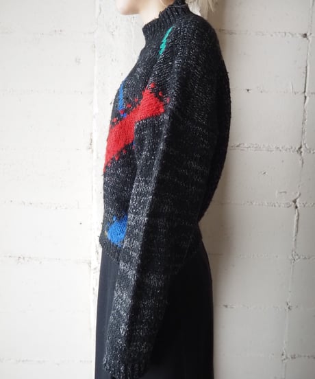 Mockneck Line Design Sweater BK