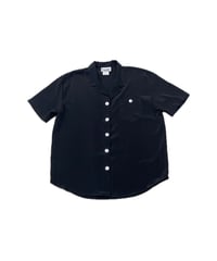 S/S Shell Button Open Collar Shirt BK