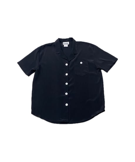 S/S Shell Button Open Collar Shirt BK