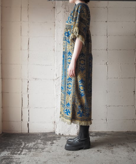 1960-70's Vintage Pattern Pile Dress YE BL