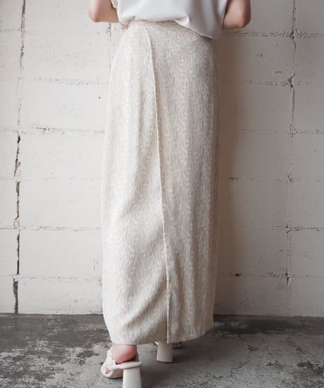 Flower Pattern Wrap Skirt BEIV
