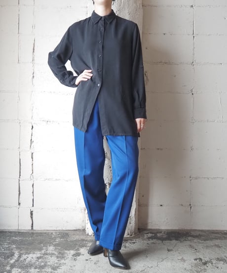 LAUREN RALPH LAUREN Fly Front Silk Shirt BK