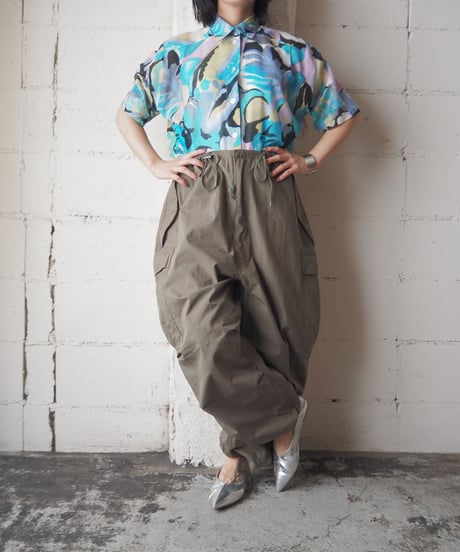 Botanical Pattern Sheer Cotton Shirt BLYE