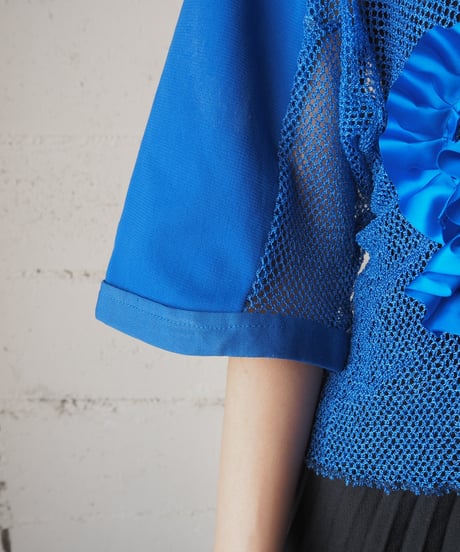 REMAKE Frilled Short Mesh Tee BL