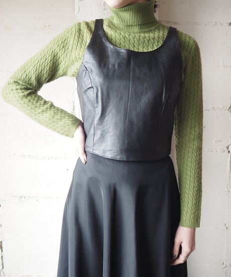Leather Short Vest BK