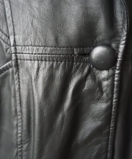 Leather Long  Coat BK