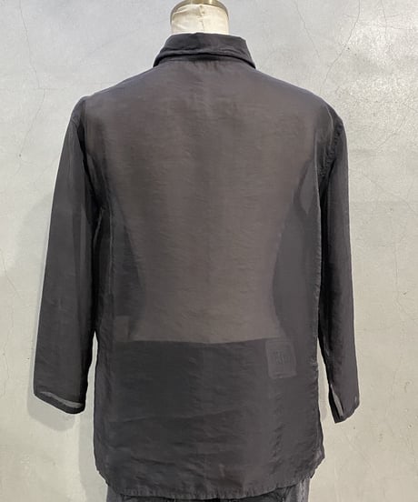 LE JEAN DE MARITHE + FRANCOIS GIRBAUD Frill Pocket Fly Front Sheer Shirt BK