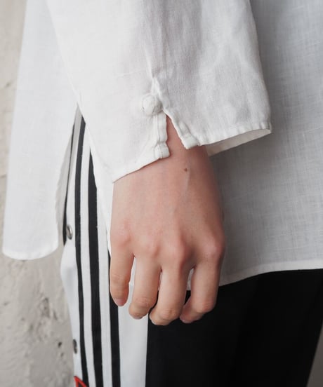 Linen Band Collar China Shirt WH