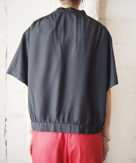 Open Collar Dot Wide Shirt BK