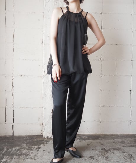 Seeveless Sheer Blouse BK