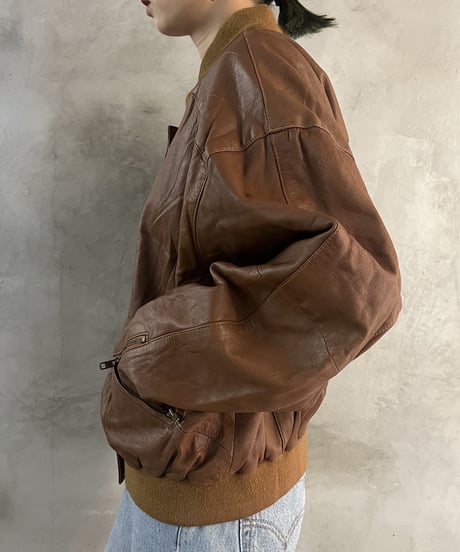 Front Button Leather Blouson BR