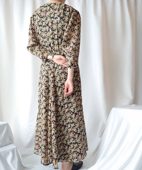 Flower Pattern Sheer Dress BKRE