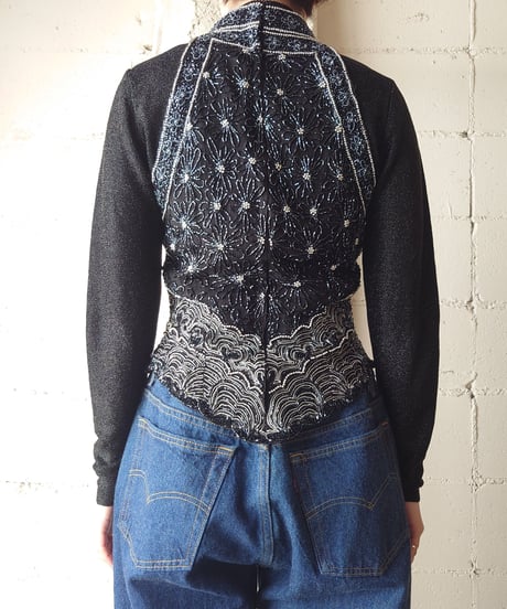 American Sleeve Sequin Vest BK