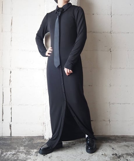 Long Stretch Shirt Dress BK