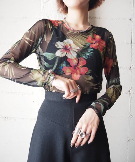 Hibiscus Pattern Sheer Cutsewn BKPI