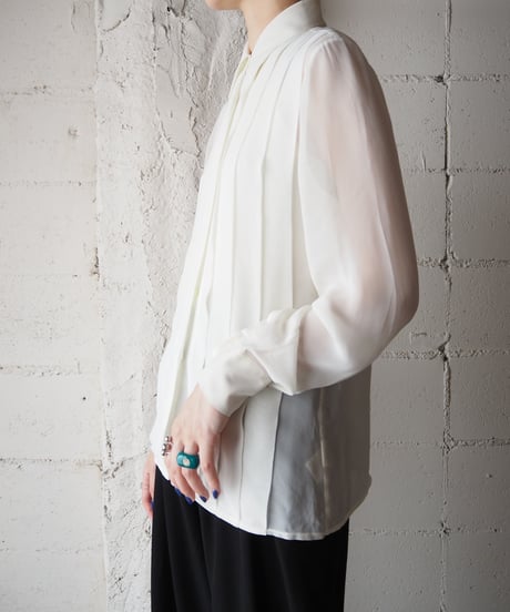 Sheer Front Pleat Shirt WH