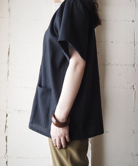 Short Sleeve China Shirt Jacket BK