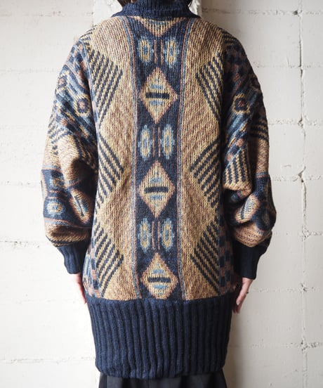 Stand Collar Pattern Knit Jacket NVMU