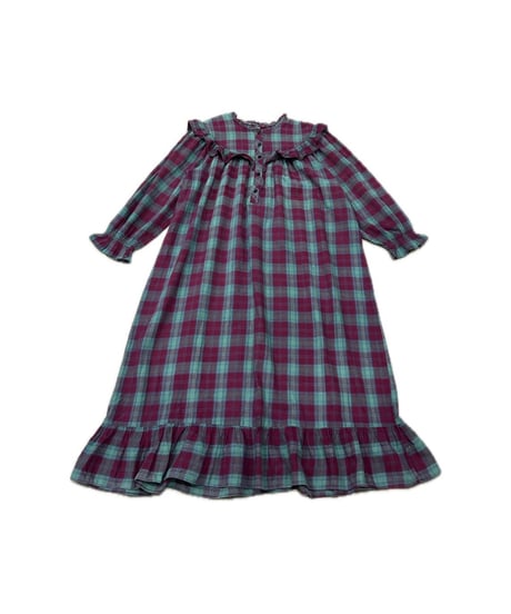 Madras Check Frill Dress PUR GN