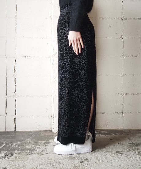 Opal Velvet Botanical Pattern Skirt BK