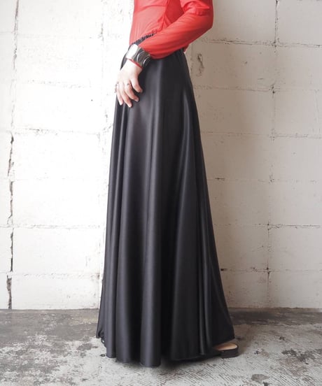 Satin Flared Easy Skirt BK
