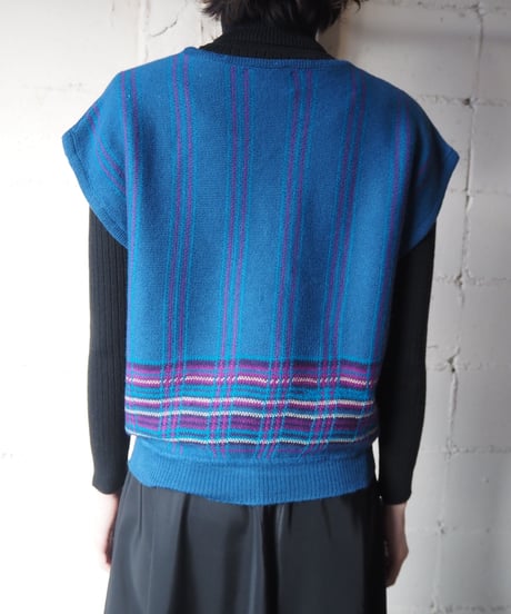 PENDLETON Check×Stripe Knit Vest BL