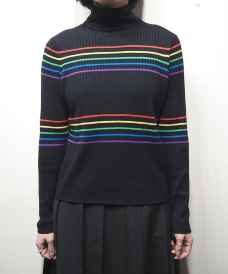 Turtle Neck rainbow Knit BK