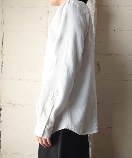 LAUREN Linen Band Collar Shirt WH
