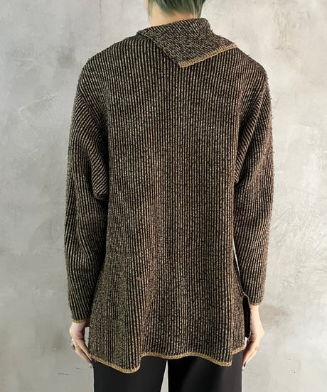 Turn Over Collar Giliter Mix Knit BKGD
