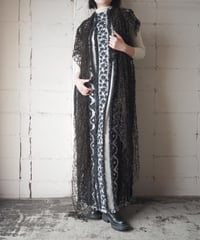 HIROKO KOSHINO Lace Layered Pattern Dress BK WH BR