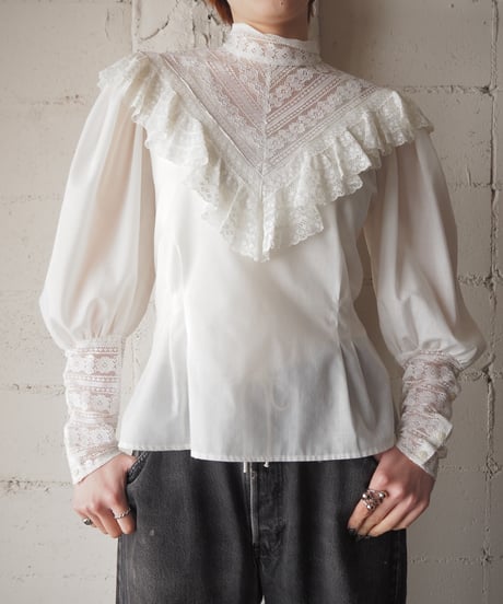 1970~80’s Leg Of Mutton Sleeve Lace Blouse IV
