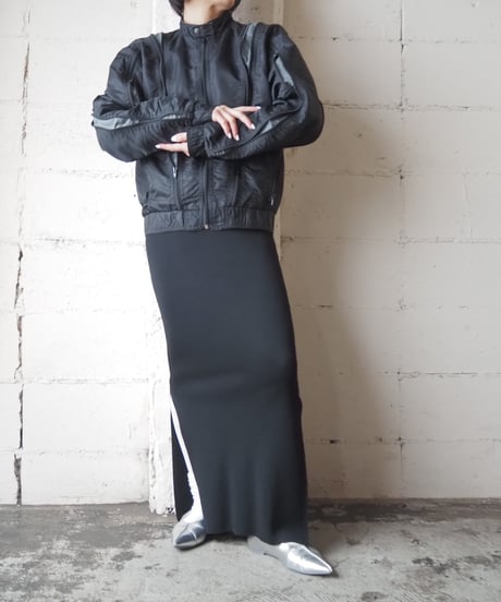 Zip Design Stand Collar Jacket BKGR