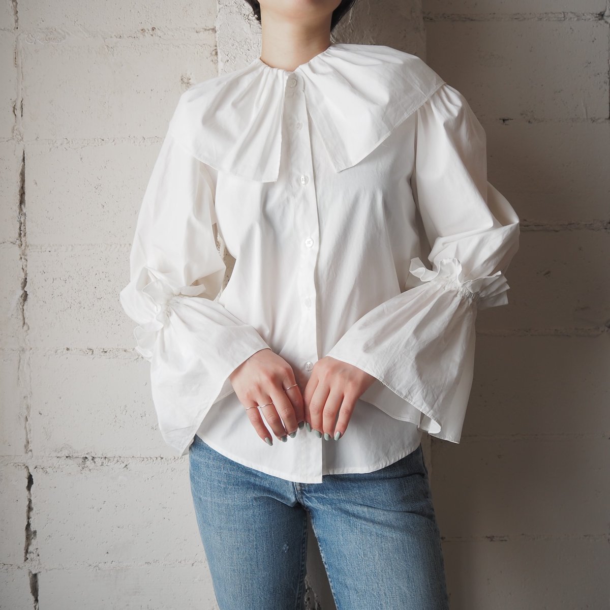 Big Collar, Cuffs White Shirt WH | Orfeo