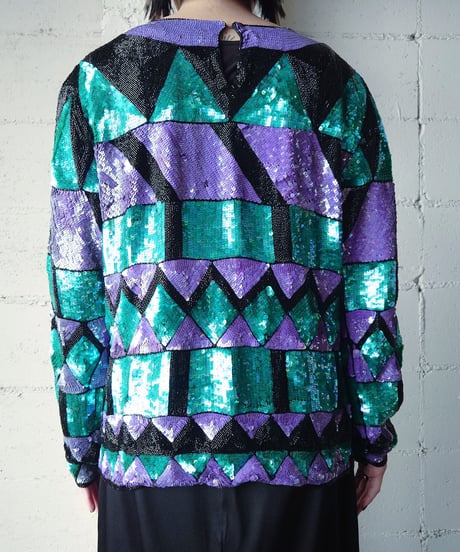 Geometric Spangle Tops BLPUR