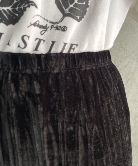 Lather × Lace Front Button Flared Skirt BK
