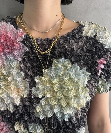 Pattern Design Popcorn Short Sleeve Blouse GRPI