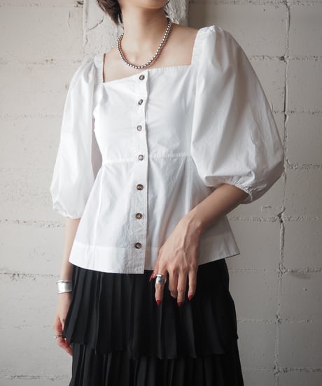 GANNI Volume Puff Sleeve Blouse WH