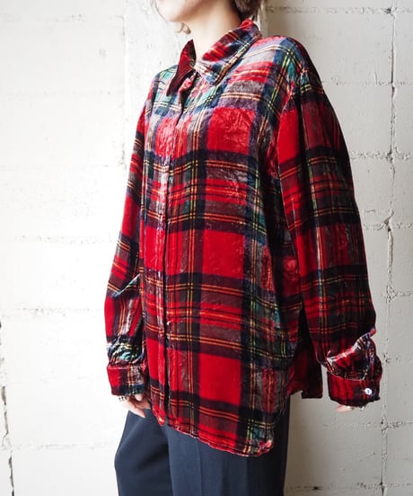 Check Pattern Velour Shirt RE