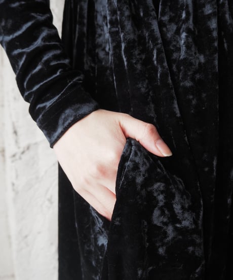 Front Button Velour Dress BK